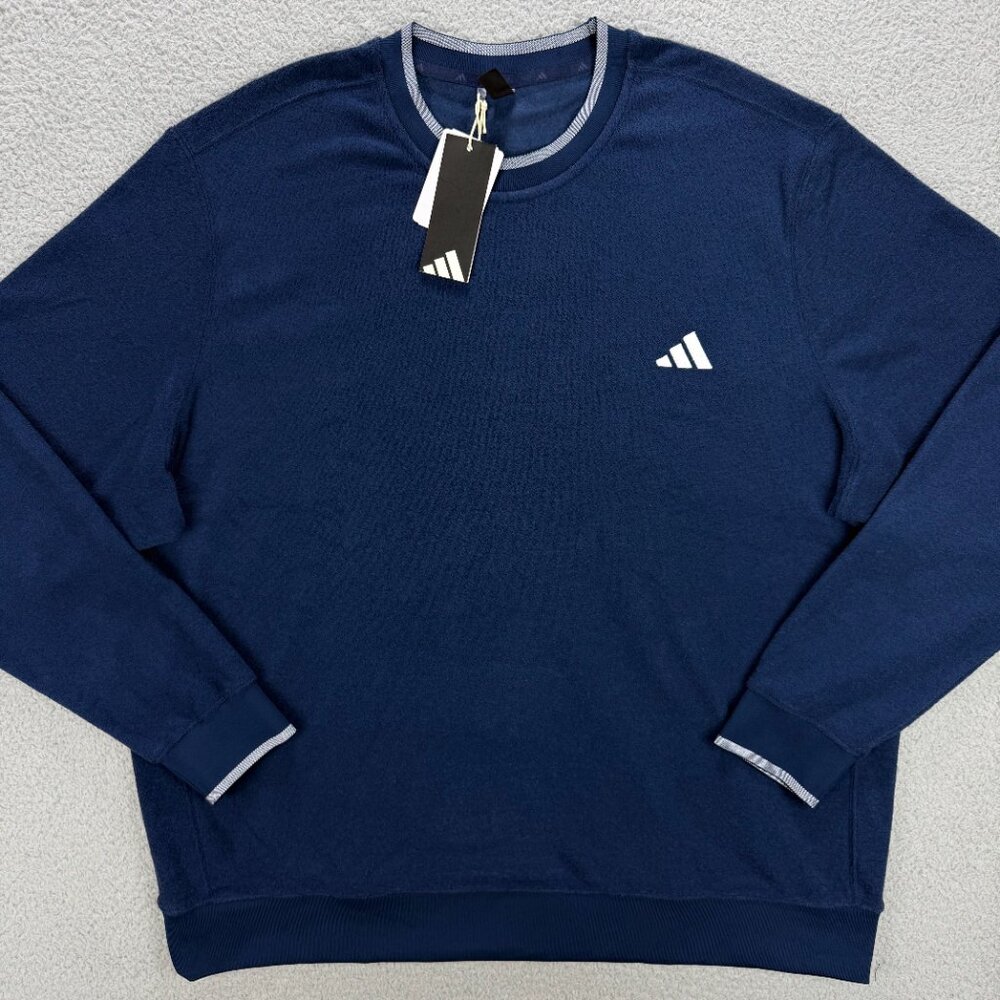 Adidas Tour Sweatshirt Mens XXL 2XL Navy Blue Ultimate365 Crewneck Sweater Golf